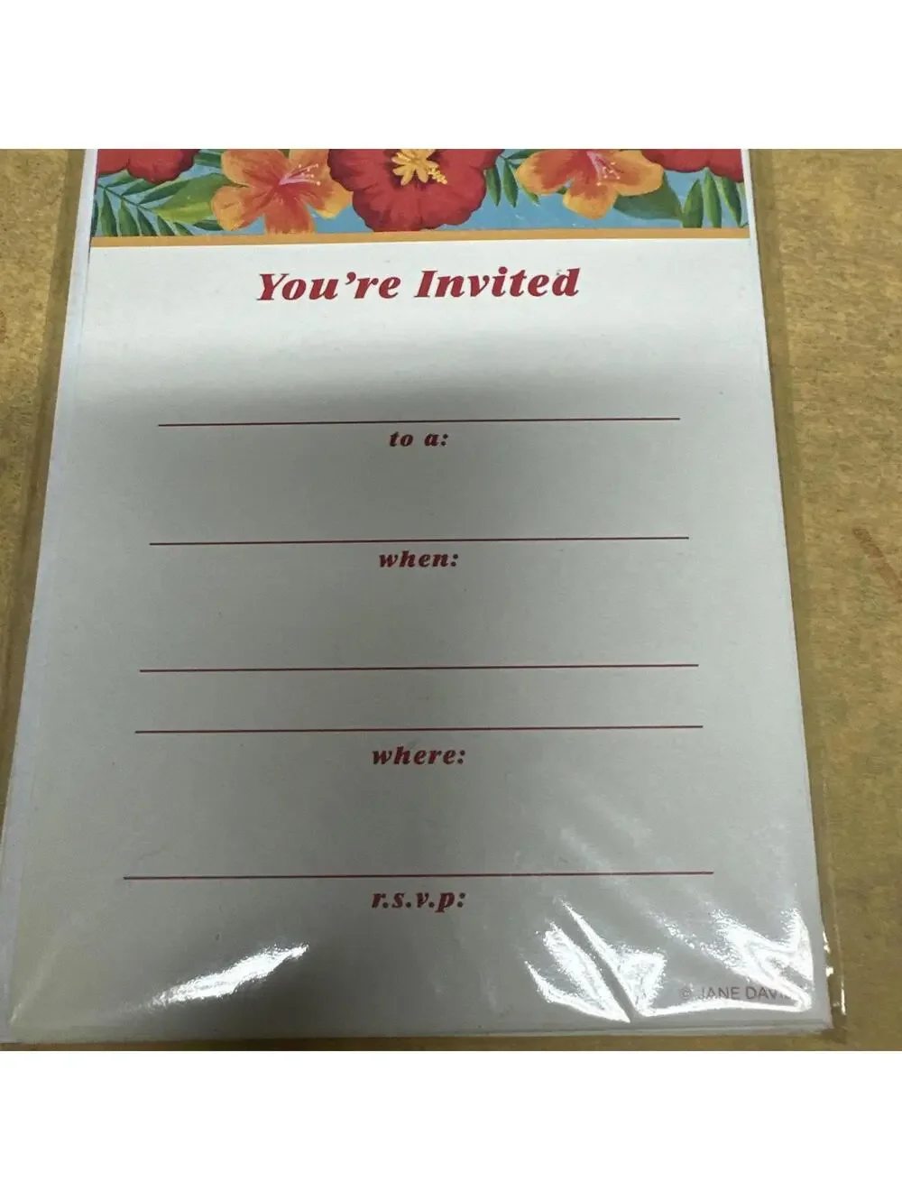 Hawaiian Flower Hibiscus Luau Tiki Lei Tropical Party Invitations 4 Sets of 10